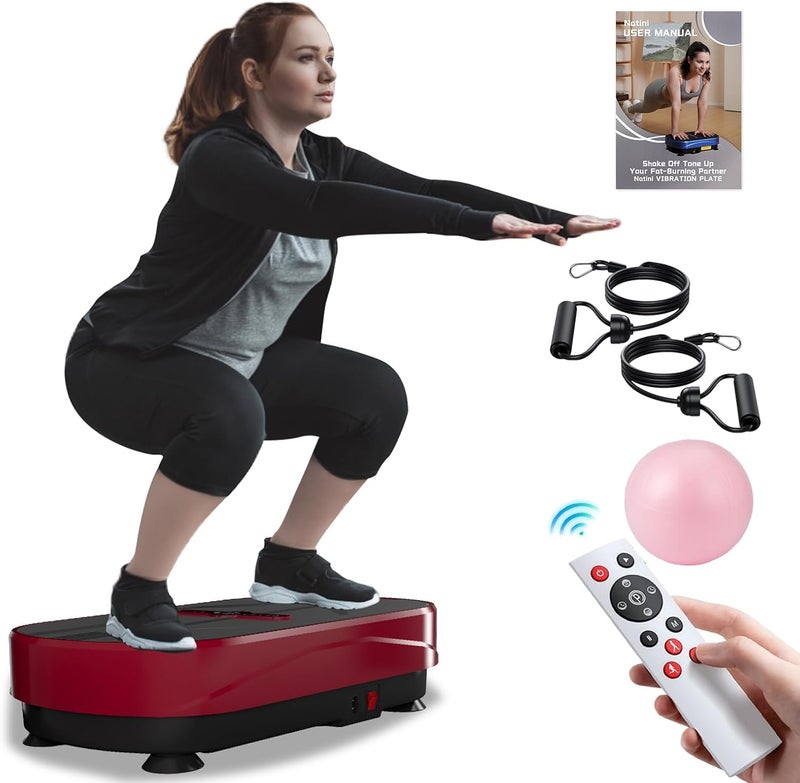 Natini Vibration Plate Exercise Machine - Whole Body Workout Vibration Platform Lymphatic Drainage Machine for Weight Loss Home Fitness with Resistance Bands Remote - Image 1
